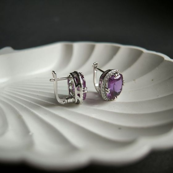 Серебряные серьги с александритом 13.357ct