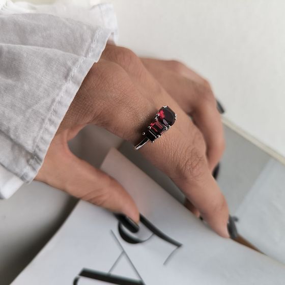 Серебряное кольцо с гранатом, гранатом nano