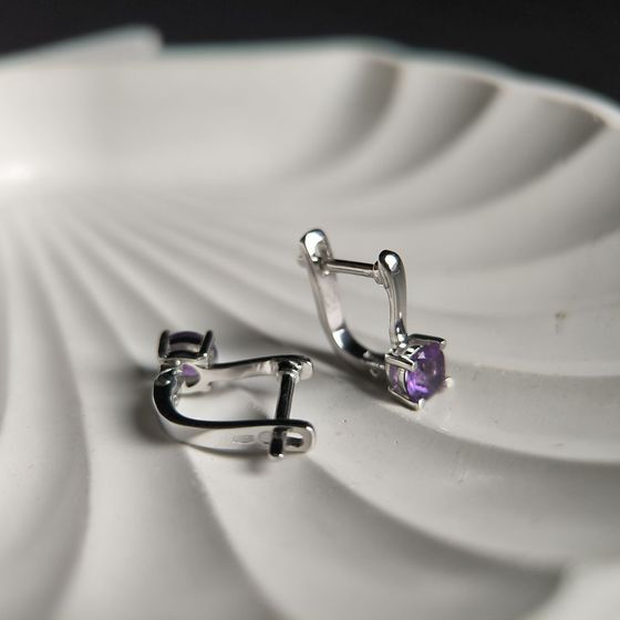 Серебряные серьги с аметистом 0.95ct