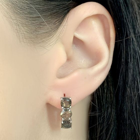 Серебряные серьги с раухтопазом (дымчатым кварцем) 2.842ct