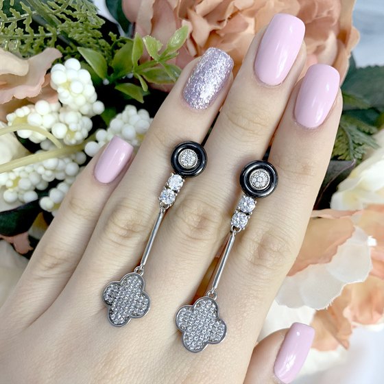 Серебряные серьги с керамикой