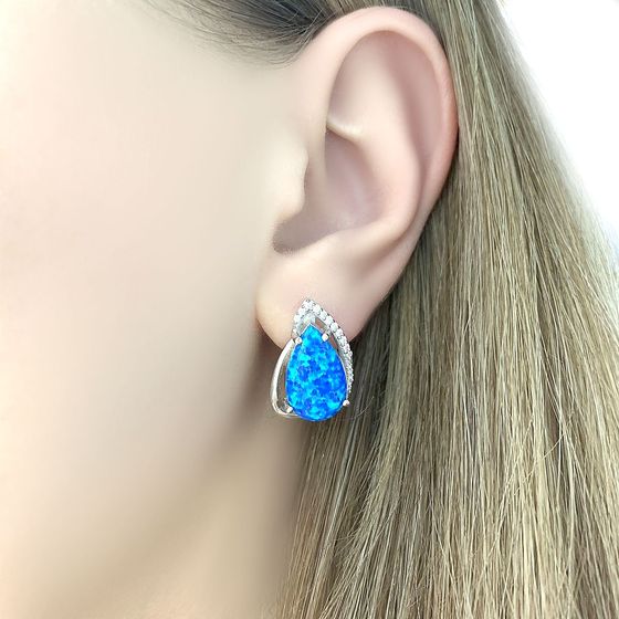 Серебряные серьги с опалом 4.16ct