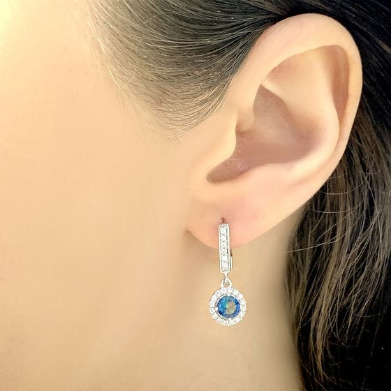 Серебряные серьги с мистик топазом 1.36ct
