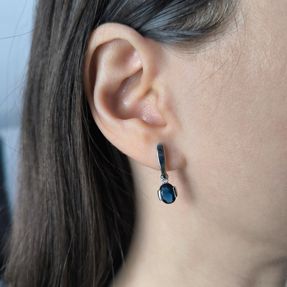 Серебряные серьги с сапфиром nano 1.825ct