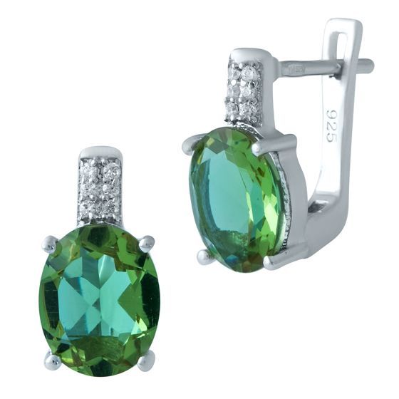 Серебряные серьги с султанитом 5.116ct