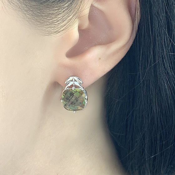 Серебряные серьги с султанитом 7.337ct