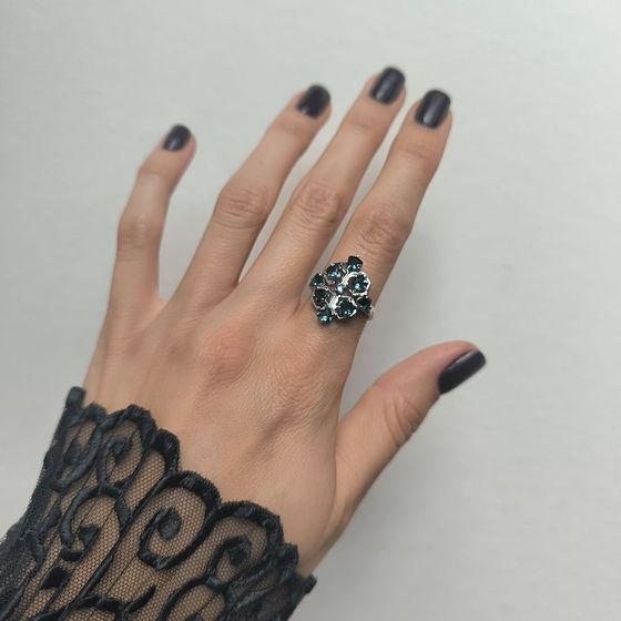 Серебряное кольцо с топазом Лондон Блю 1.728ct, топазом