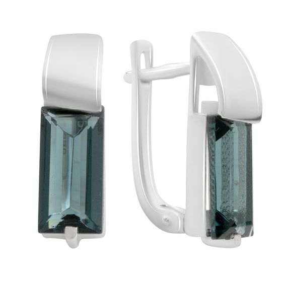 Серебряные серьги с топазом Лондон Блю 4.392ct