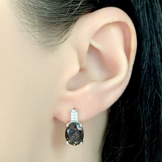 Серебряные серьги с раухтопазом (дымчатым кварцем) 4.407ct