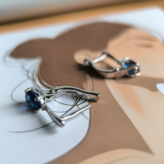 Серебряные серьги с сапфиром nano 1.163ct