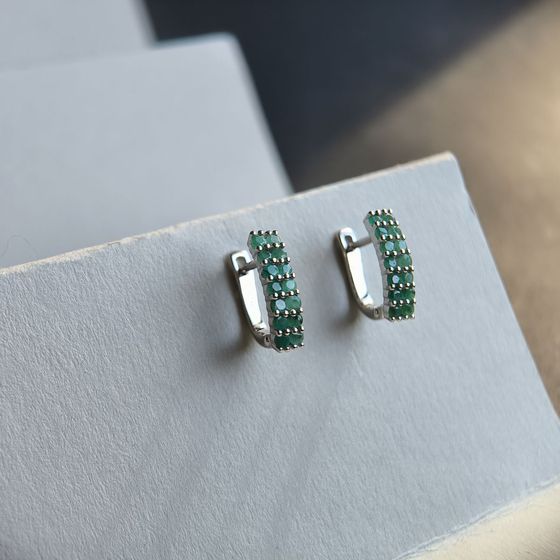 Серебряные серьги с изумрудом 1.263ct