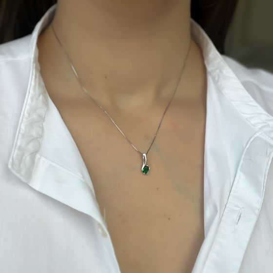 Серебряная подвеска с изумрудом nano 0.35ct