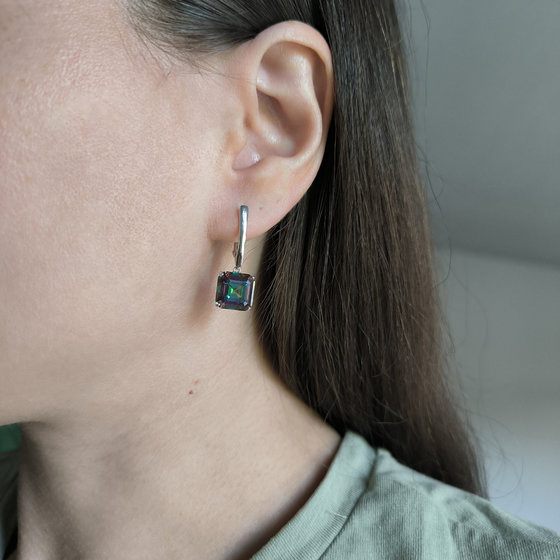Серебряные серьги с мистик топазом 17.12ct