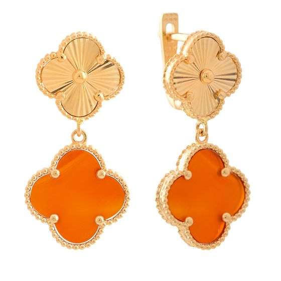 Золотые серьги с агатом