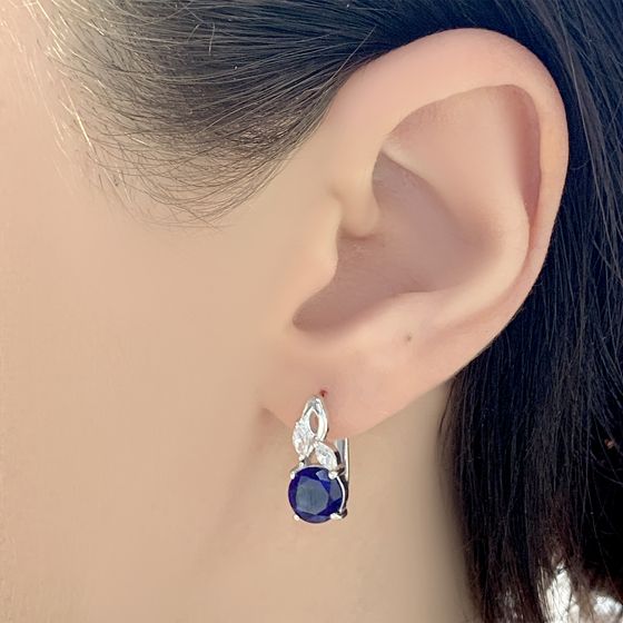 Серебряные серьги с сапфиром nano 2.717ct