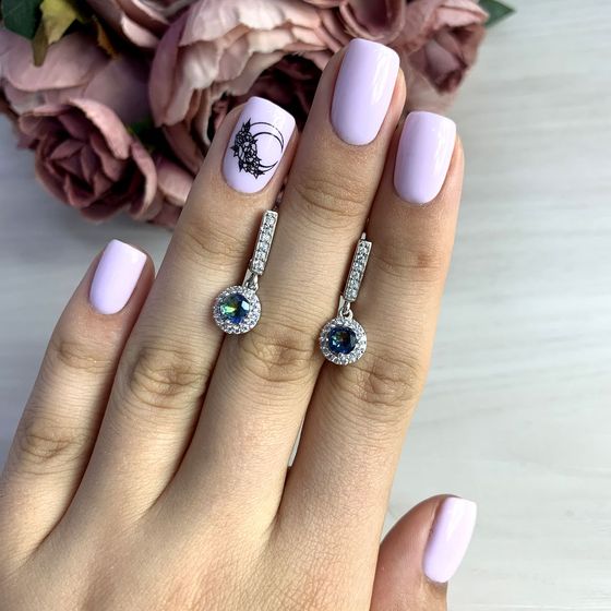 Серебряные серьги с мистик топазом 1.36ct