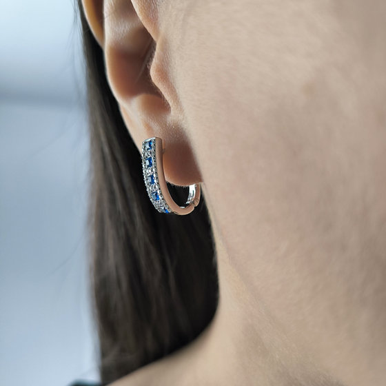 Серебряные серьги с сапфиром nano 1.187ct