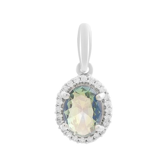 Серебряная подвеска с мистик топазом 1.108ct, фианитами
