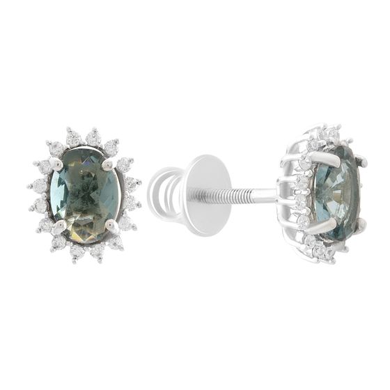 Серебряные серьги с топазом Лондон Блю 1.456ct