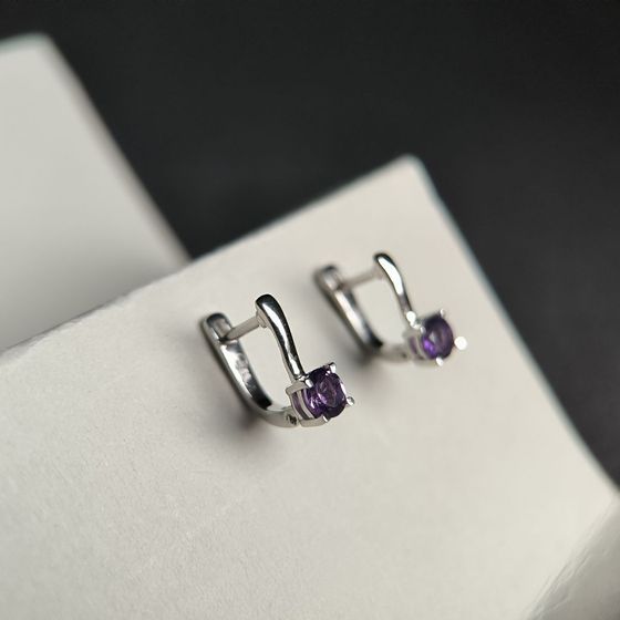 Серебряные серьги с аметистом 0.95ct