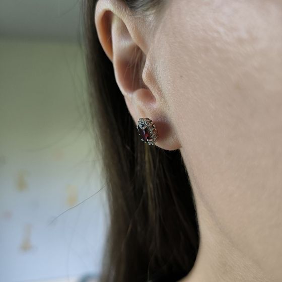 Серебряные серьги с гранатом 2.15ct