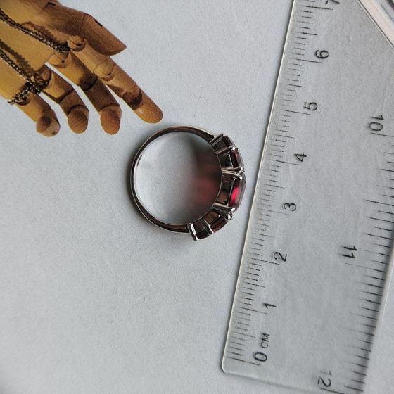 Серебряное кольцо с гранатом, гранатом nano