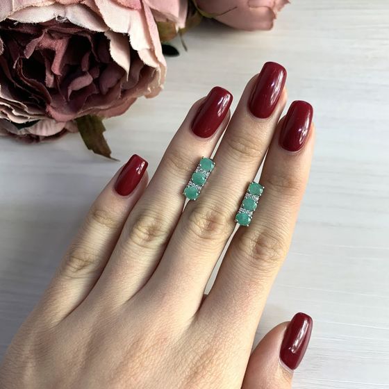 Серебряные серьги с изумрудом 2.006ct