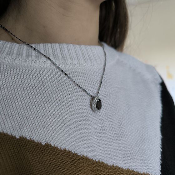 Серебряная подвеска с раухтопазом (дымчатым кварцем) 2.188ct, фианитами