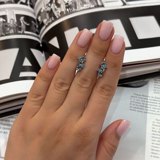 Серебряные серьги с топазом Лондон Блю 1.397ct, топазом