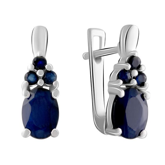 Серебряные серьги с сапфиром 2.41ct