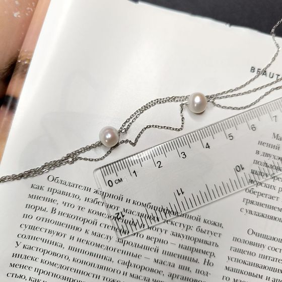 Серебряное колье с жемчугом барочным