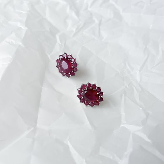 Серебряные серьги с рубином 5.59ct