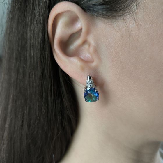 Серебряные серьги с мистик топазом 6.913ct