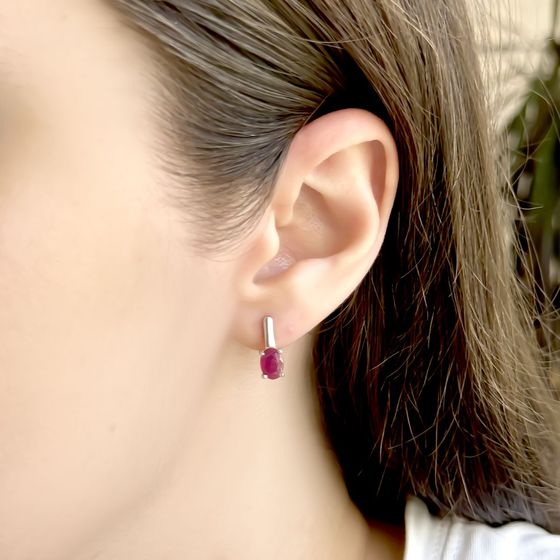Серебряные серьги с рубином 2.04ct