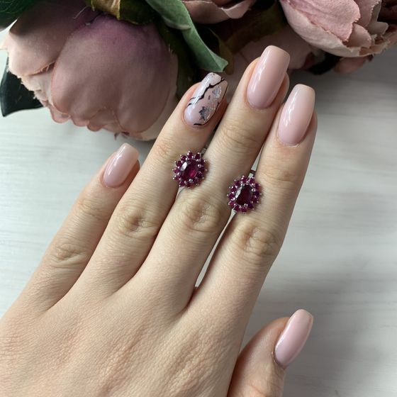 Серебряные серьги с рубином 3.225ct