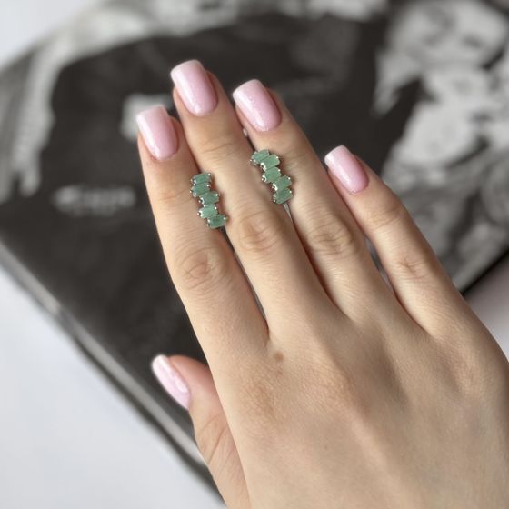 Серебряные серьги с изумрудом 2.55ct