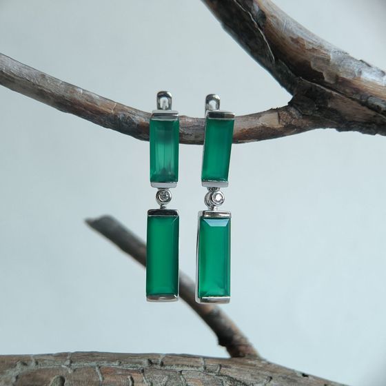 Серебряные серьги с агатом 10.042ct