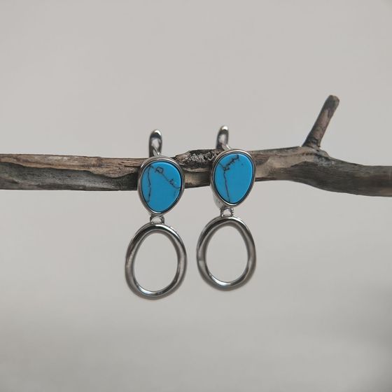 Серебряные серьги с бирюзой Серебряные серьги с бирюзой