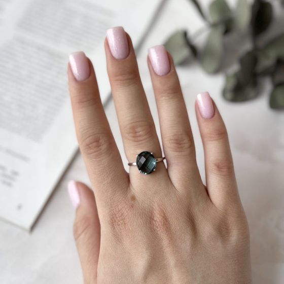 Серебряное кольцо с топазом Лондон Блю 4.038ct