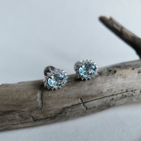 Серебряные серьги с топазом 2.302ct