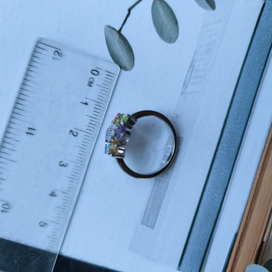 Серебряное кольцо с аметистом 1.577ct, цитрином, хризолітом, топазом