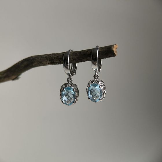 Серебряные серьги с топазом 5.4ct