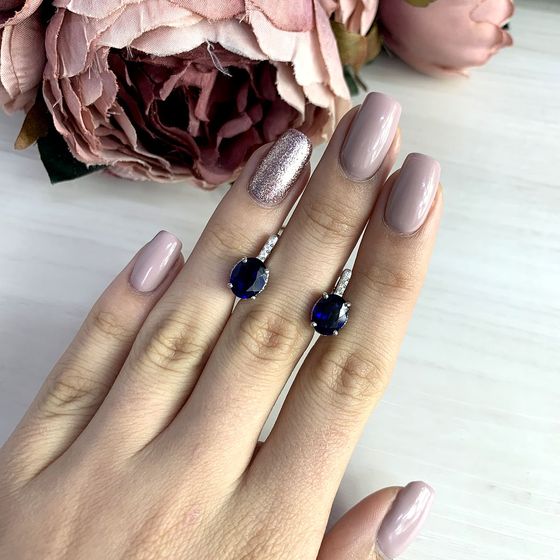 Серебряные серьги с сапфиром nano 3.225ct