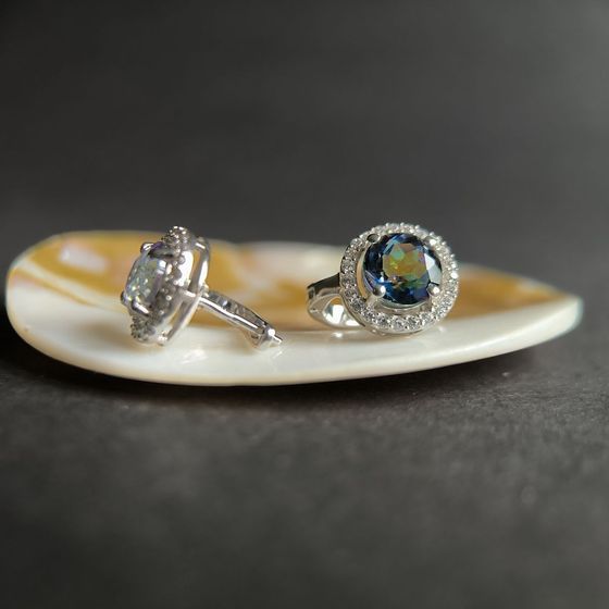 Серебряные серьги с мистик топазом 4.666ct