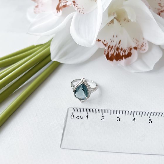 Серебряное кольцо с топазом Лондон Блю 2.775ct