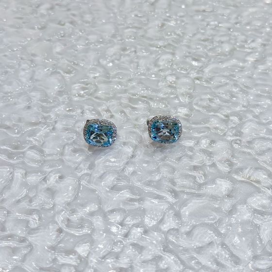 Серебряные серьги с топазом 12.432ct, фианитами