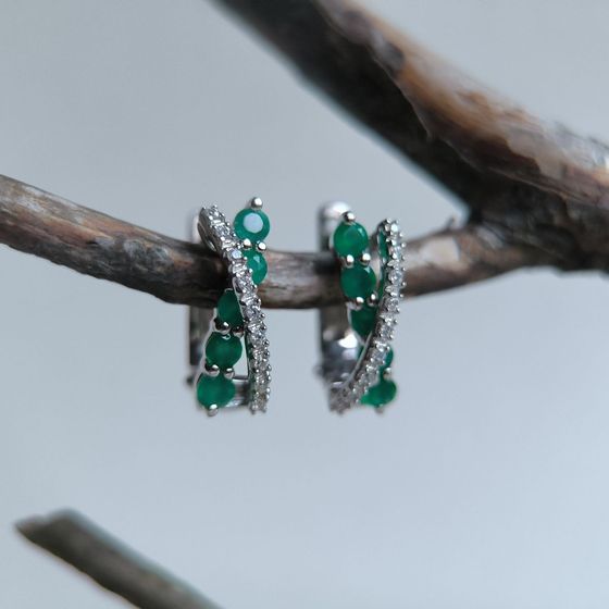 Серебряные серьги с агатом 1.395ct