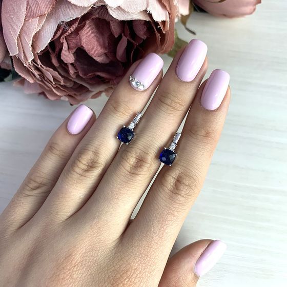 Серебряные серьги с сапфиром nano 1.924ct