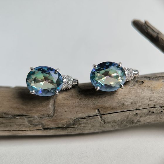 Серебряные серьги с мистик топазом 6.913ct