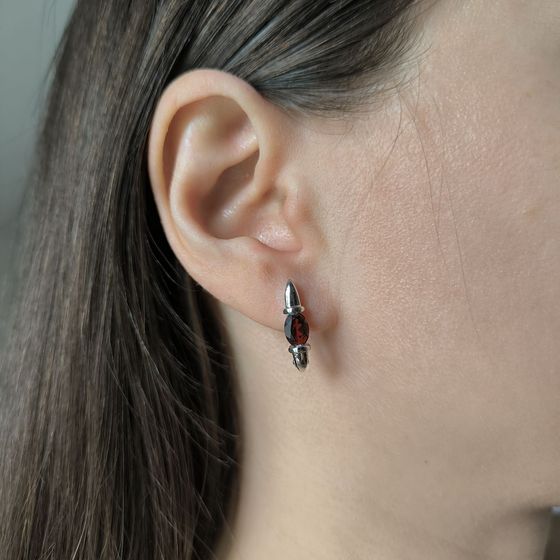 Серебряные серьги с гранатом 1.85ct